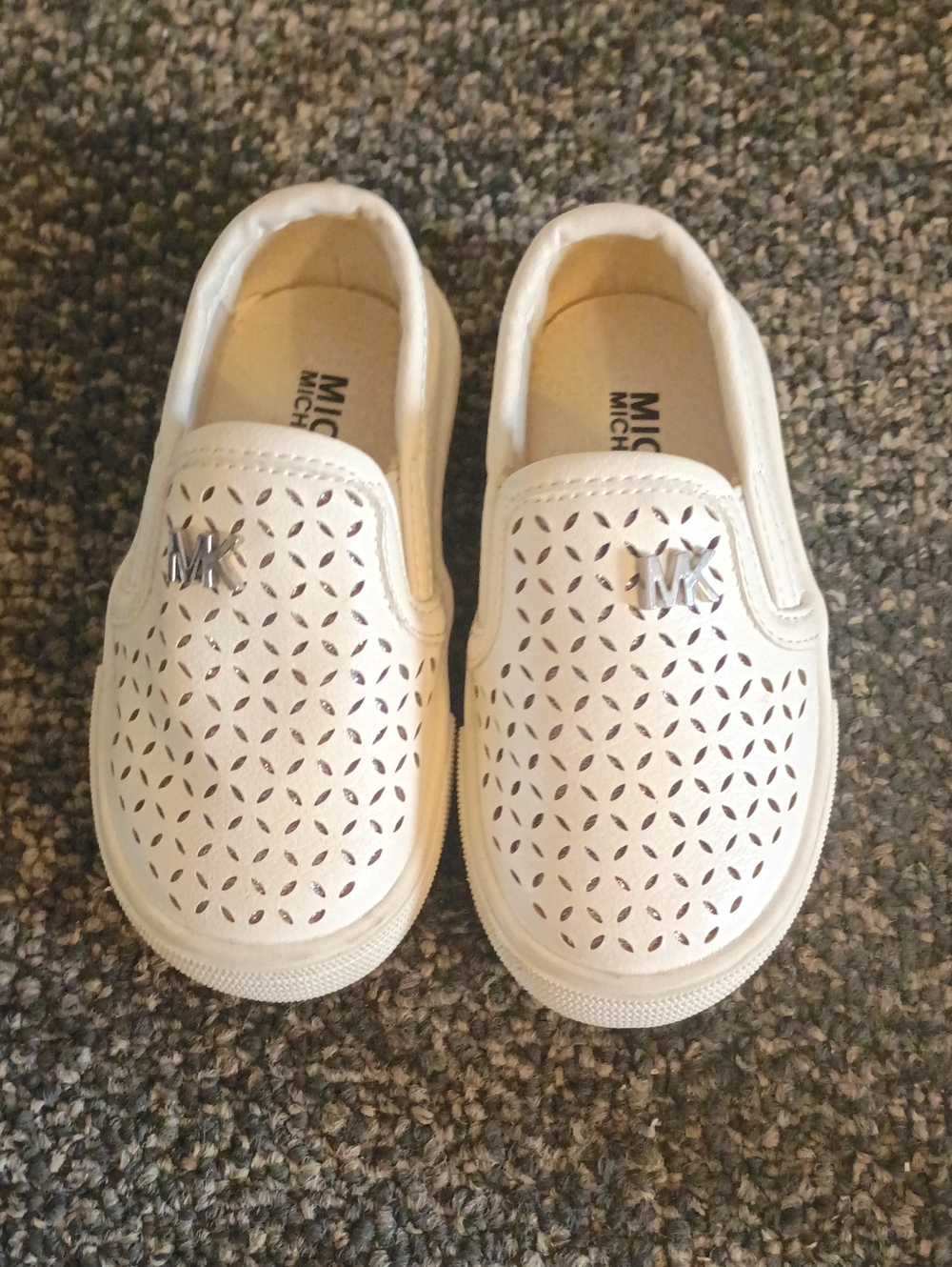 MICHAEL Michael Kors White Perforated Slip-On Sneakers for Kids